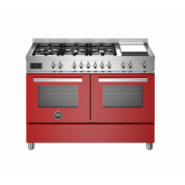 BERTAZZONI PRO12 6G 2E RO T Ηλεκτρική Κουζίνα με Εστίες Αερίου & grill Teppanyaki 120cm Κόκκινο